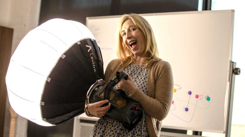 Mud Mile CEO Jolene Loetscher holds a bright light in the Omaha office.